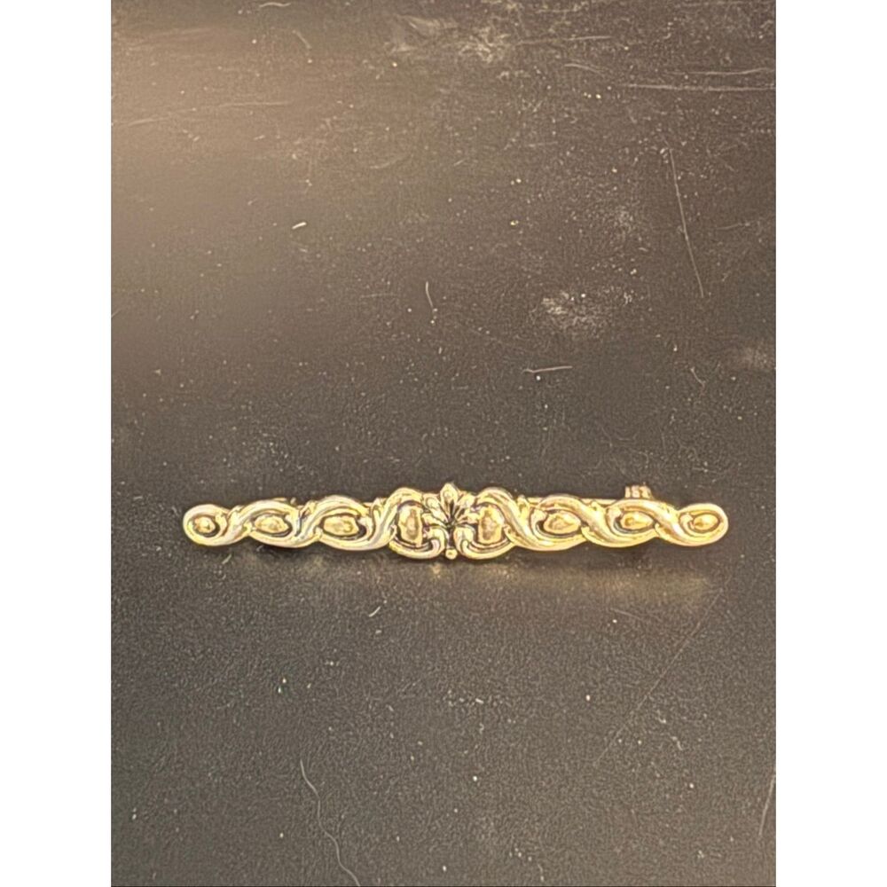 Vintage Sarah Coventry Scroll Bar Pin, Gold, 2.5”